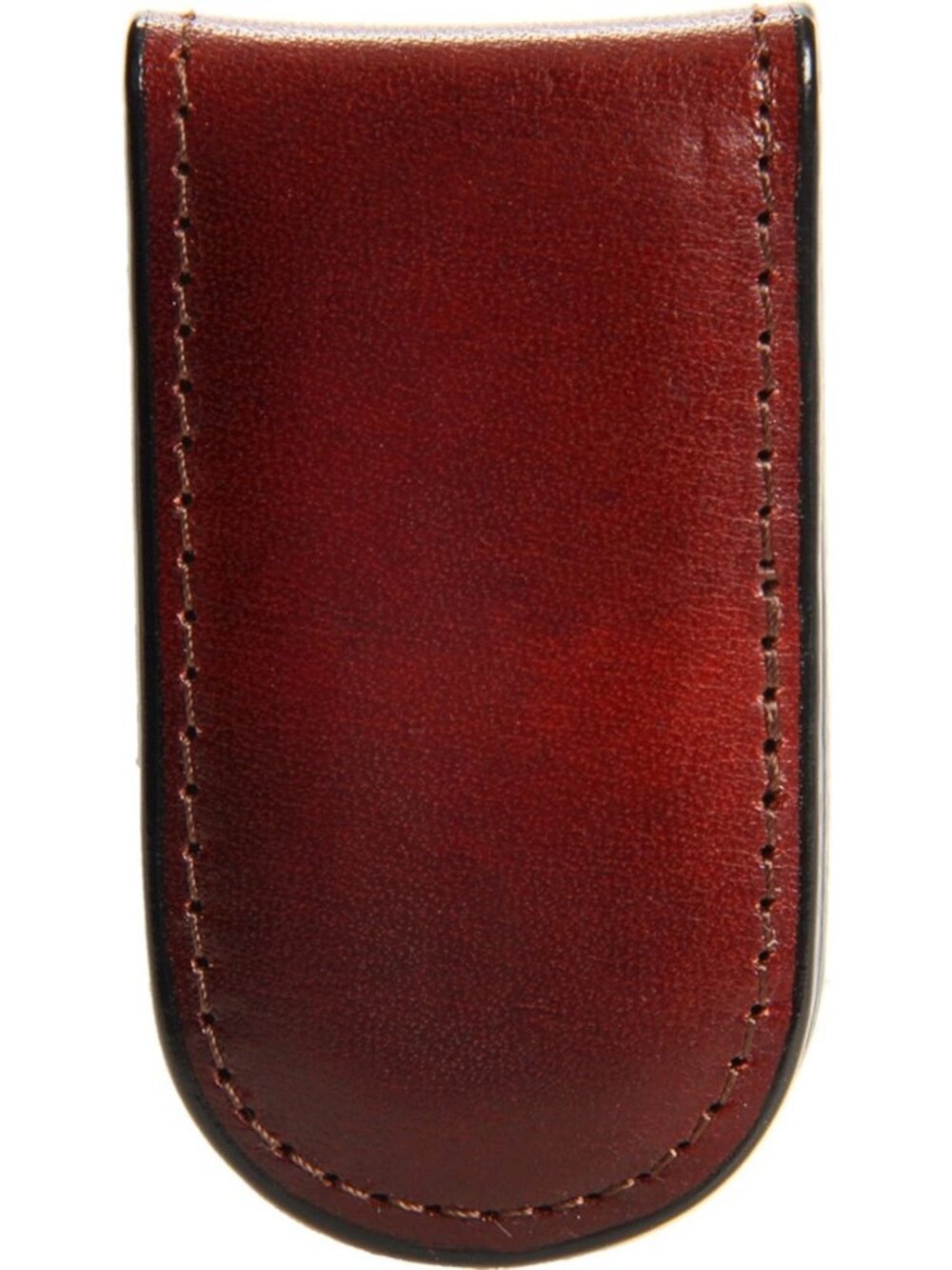 Cognac Leather Magnetic Money Clip - Stylish & Functional Wallet Accessory